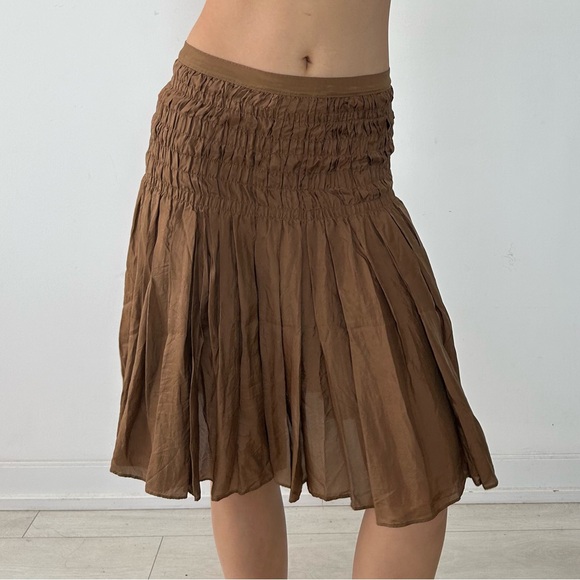 Vintage Scanlan Theodore Brown Silk Skirt - Small/Medium - Picture 3 of 5